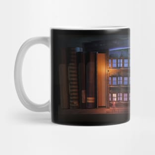 Book diorama - wide - oil paint style Mug